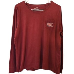 VINEYARD VINES FOOTBALL WHALE LONG-SLEEVE POCKET TEE. SIZE LARGE.